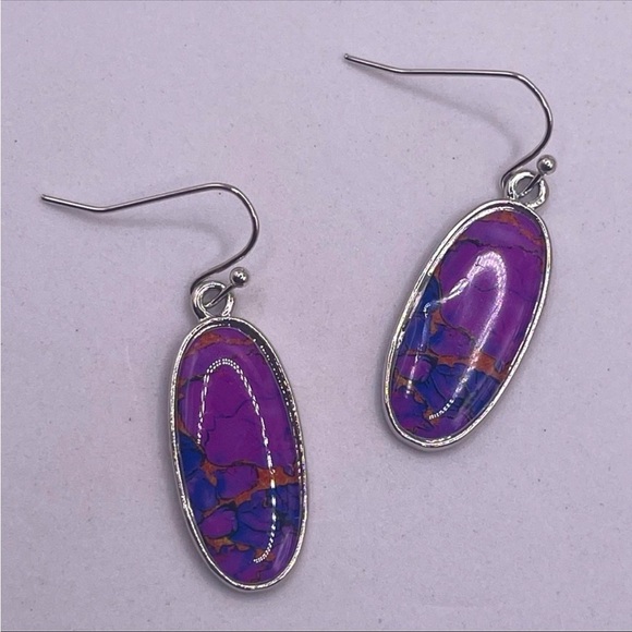 Marbled Purple Earrings - Picture 1 of 3